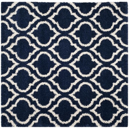 Safavieh 3 x 3 ft. Hudson Shag Power Loomed Square Area Rug; Navy & Ivory SGH284C-3SQ